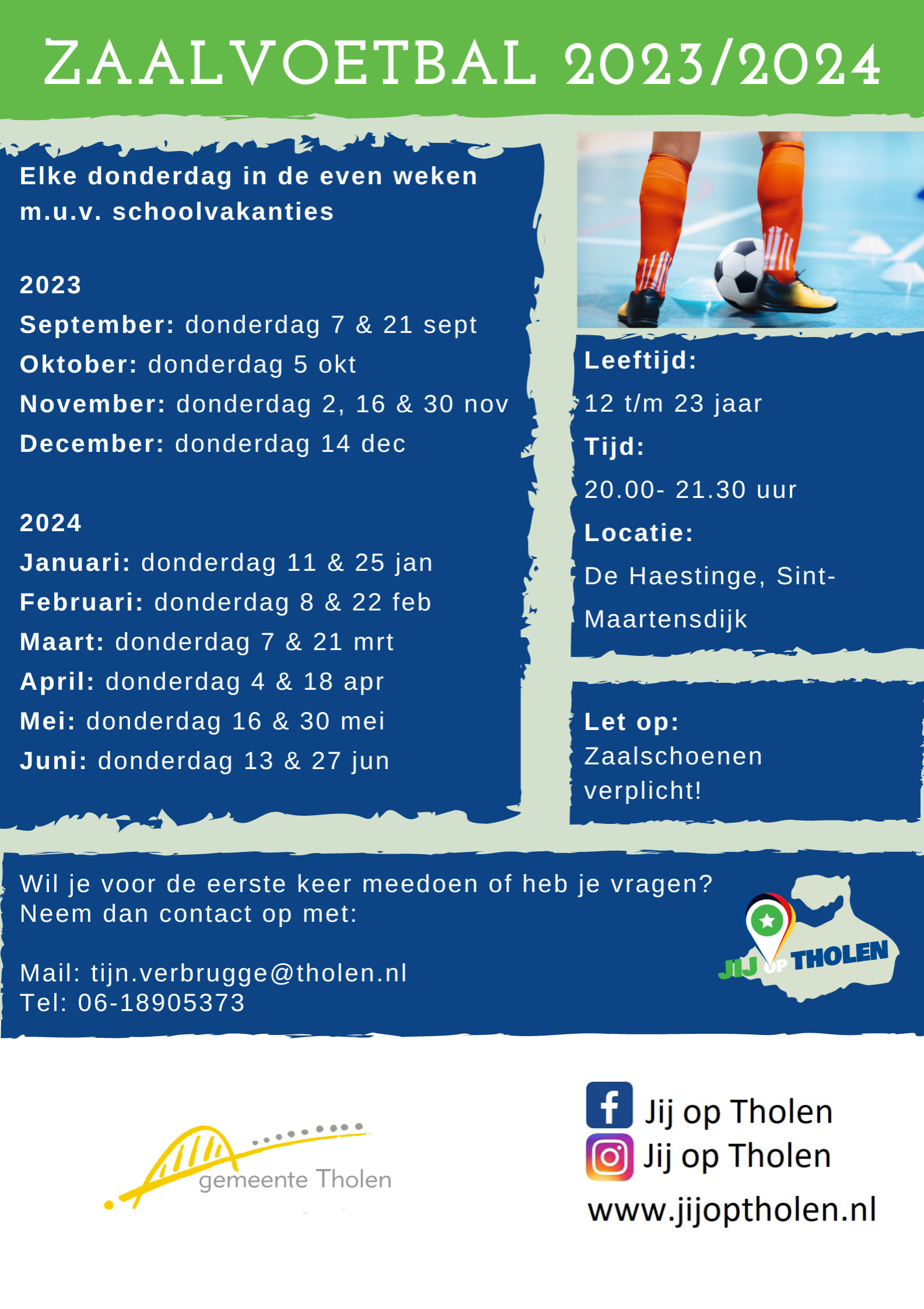 Zaalvoetbal SMD planning 2023/2024